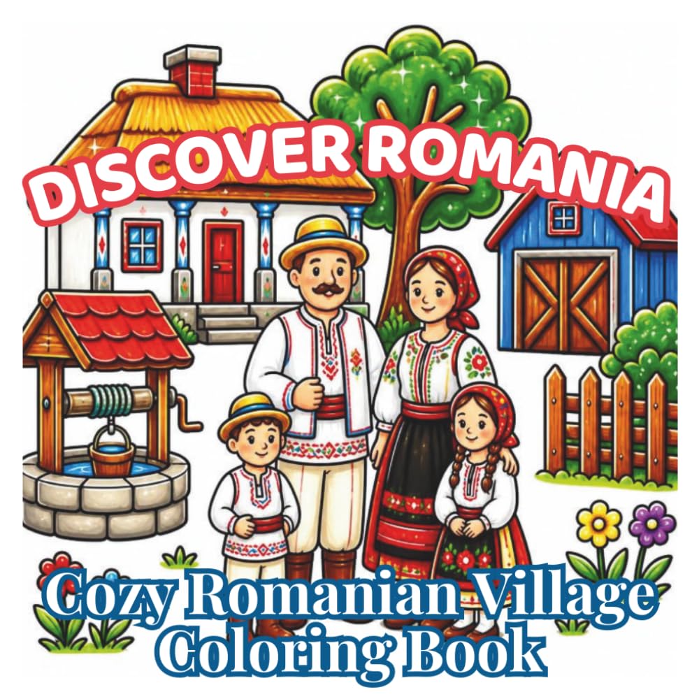 DISCOVER ROMANIA - Cozy Romanian Village Coloring Book: Traditional Villages, Folk Traditions, Farm Life, Cozy Countryside Scenes, Rural Crafts & ... Teens (Discover Romania Coloring Collection)