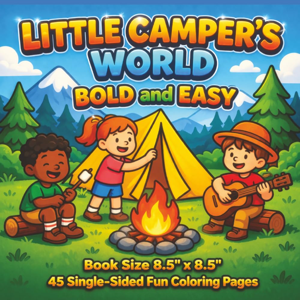 Little Campers World Coloring Book For All Ages: Fun Camping Adventures, Happy Kids Exploring Nature, Fishing, Campfire Cooking, Outdoor Play and ... Coloring. Perfect for Kids, Teens adults
