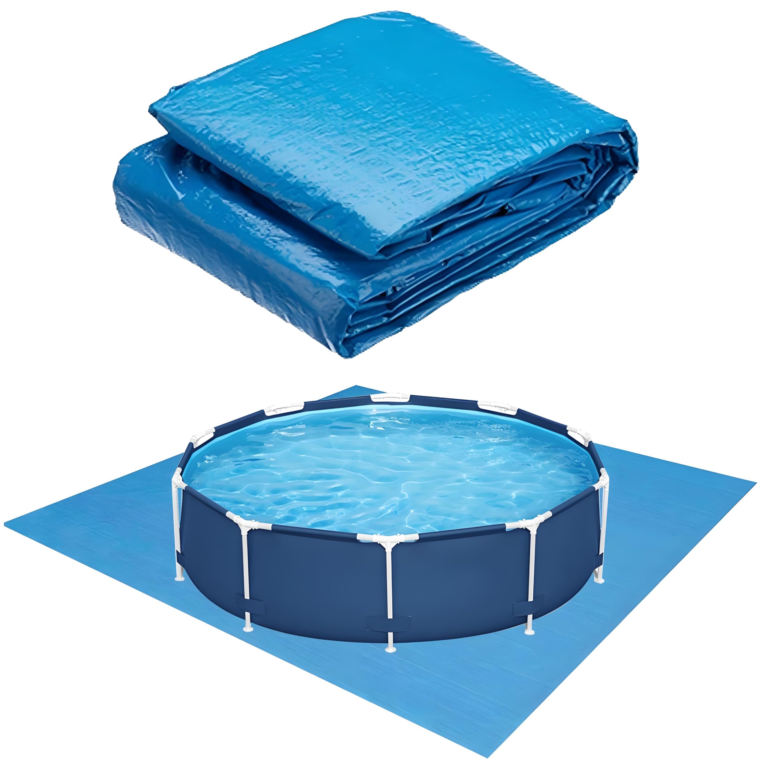 Pool Ground Cloth, 335 x 335cm Foldable Swimming Pool Ground Mat, Waterproof Pool Floor Protector for Frame Pools and Above Ground Pools