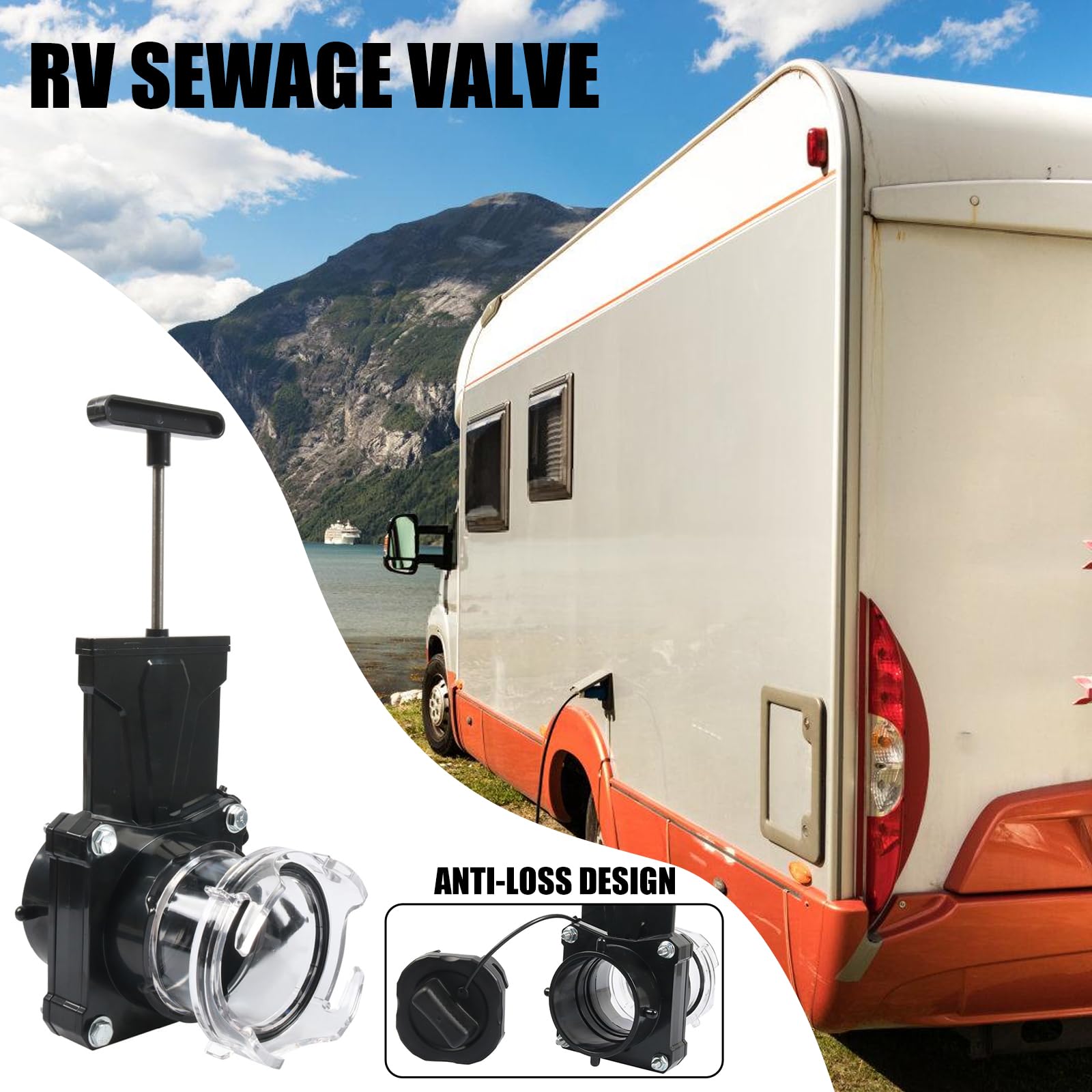 Funzionamento manuale delle valvole di scarico delle acque reflue del camper a 3 pollici con il doppio per rimorchi e camper da campeggio