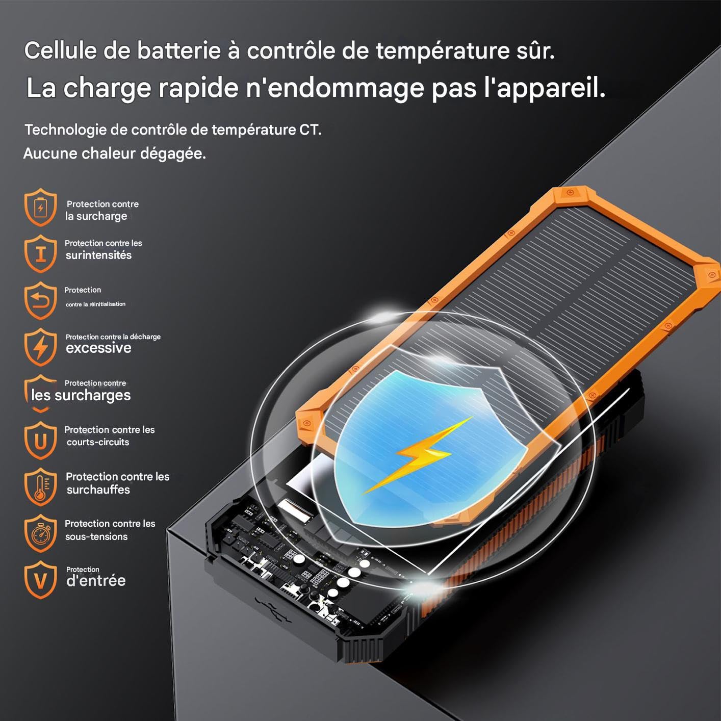 Chargeur Solaire Pack Batterie 10000mAh Étanche Survie