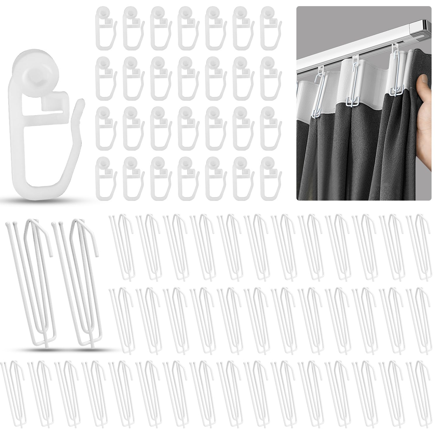 Dncvb 100 Pack Curtain Hooks, 50 Pinch Pleat Curtain Hooks