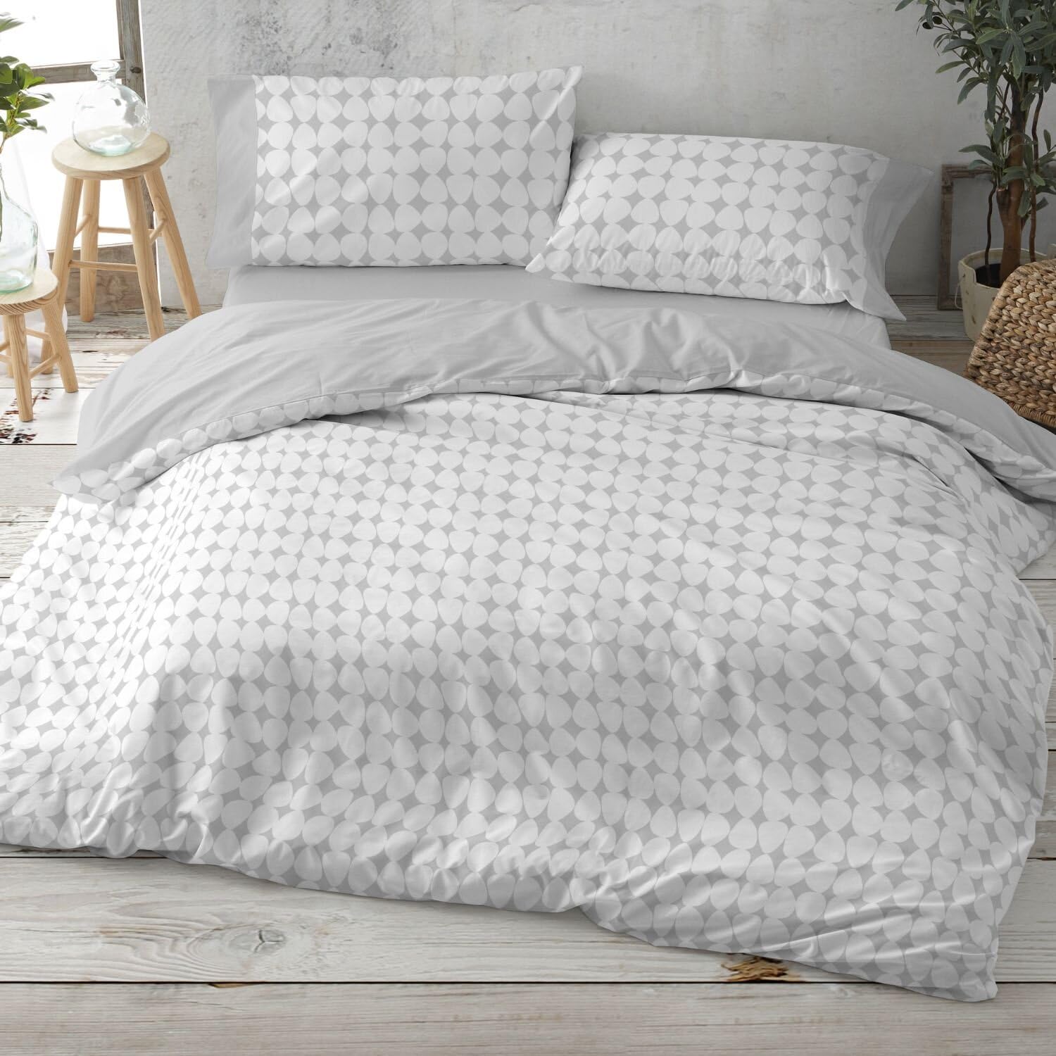 Burrito Blanco | Fundas nórdicas Estampadas | Cama de 150 a 160cm. (+Medidas Disponibles) | Diseño 139 | Color Gris (150-160x190/200cm.)