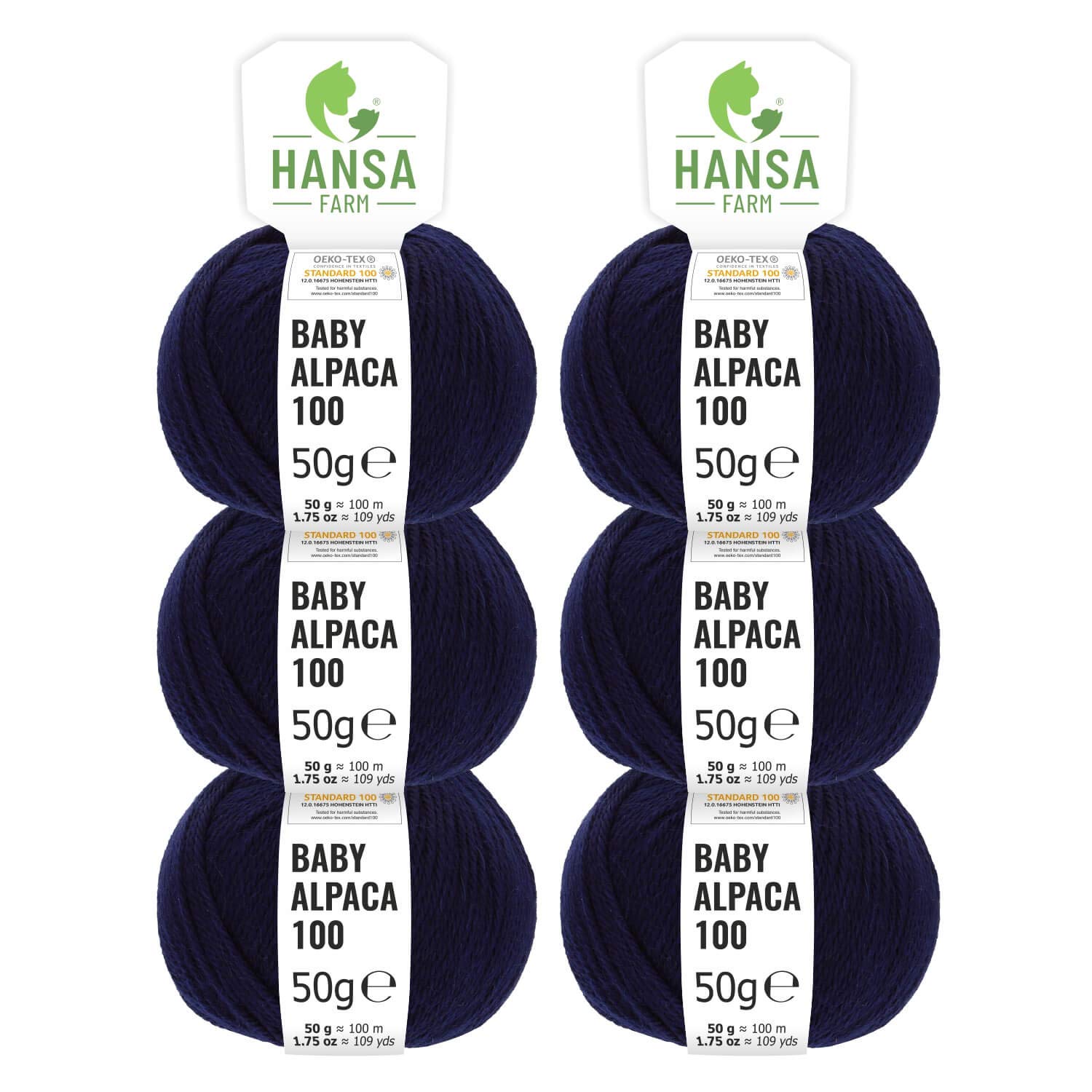 fairalpaka, DK, knitting wool, 300 g (6 x 50 g), 100 % baby alpaca wool, Alpaca, Cf239 Dunkelblau, DK - 100m auf 50g