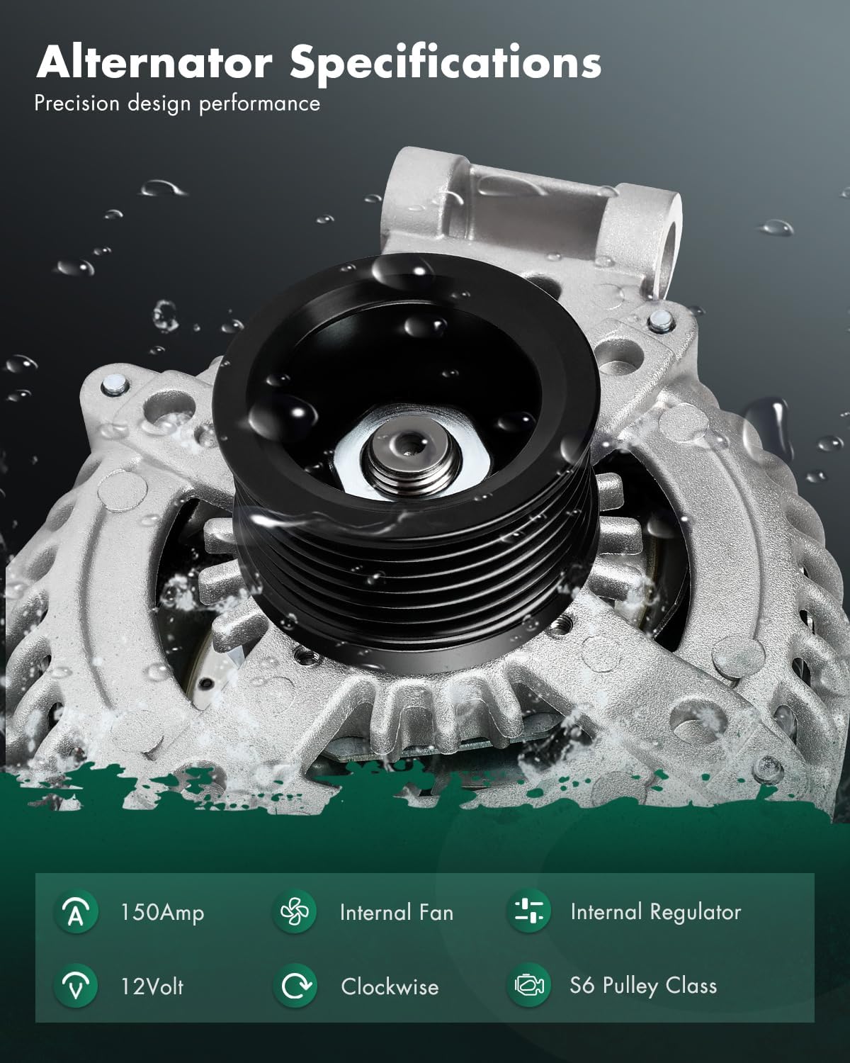 SCITOO Alternator Fits for Land Rover for LR3 4.4L 2005-2009,for Range Rover 4.2L 2006-2009,for Range Rover Sport 4.2L 4.4L 2006-2009 - 12V 150Amp High-output CW S6 11206 VND0327 AND0327 104210-3690