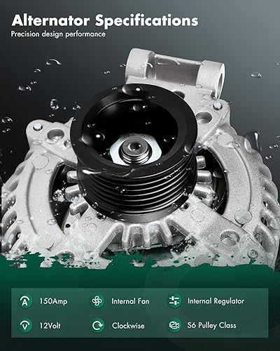 Miniatura 2 de SCITOO Alternador apto para Land Rover para Range Rover 2006-2007, para Range Rover Sport 2006-2007, LR3 2005-2007, 4.2L 4.4L- 12V 150Amp CW S6