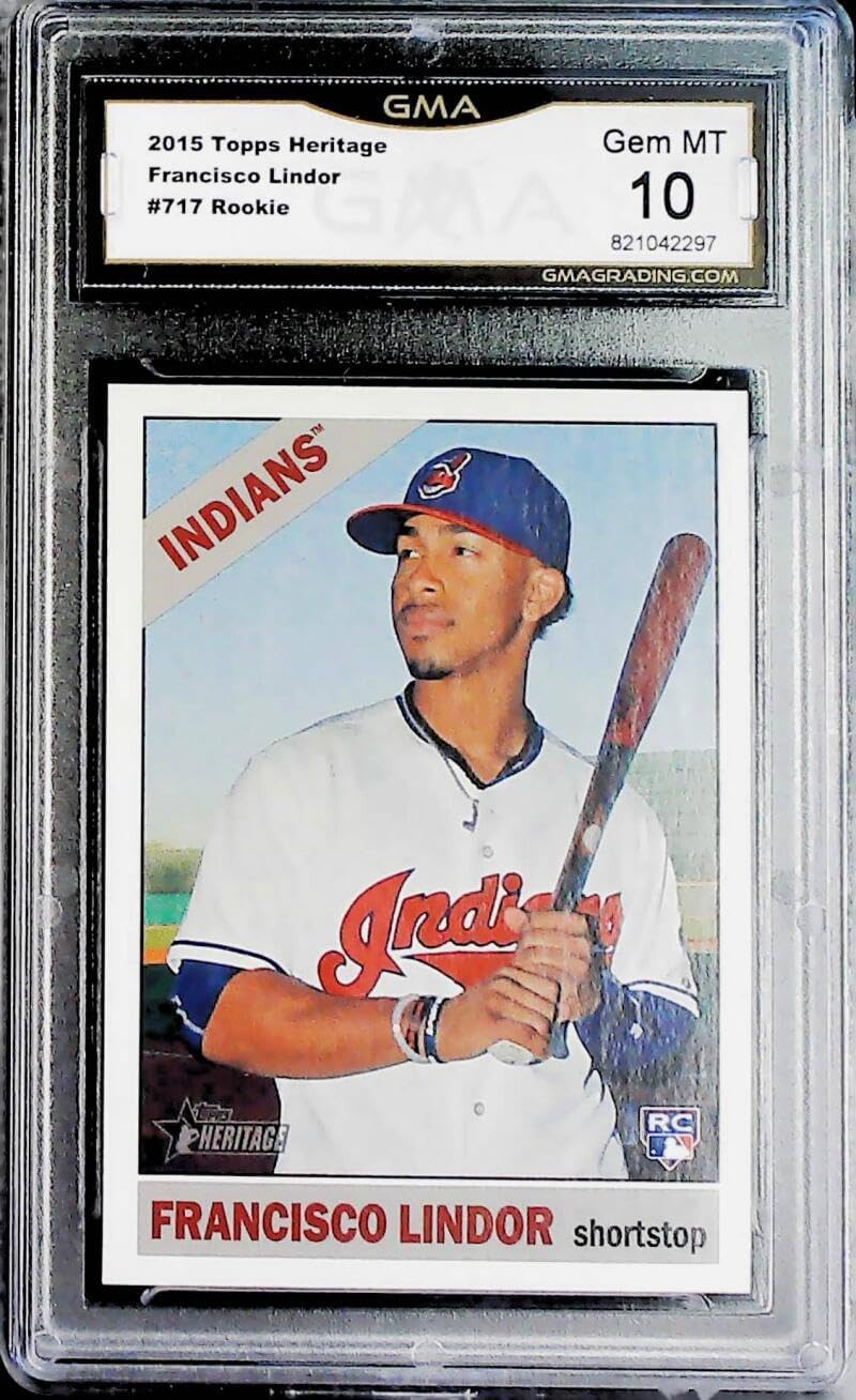 2015 Topps Heritage High Number Baseball #717 Francisco Lindor RC Rookie Card SP Short Print Cleveland Indians GMA 10 GEM MINT