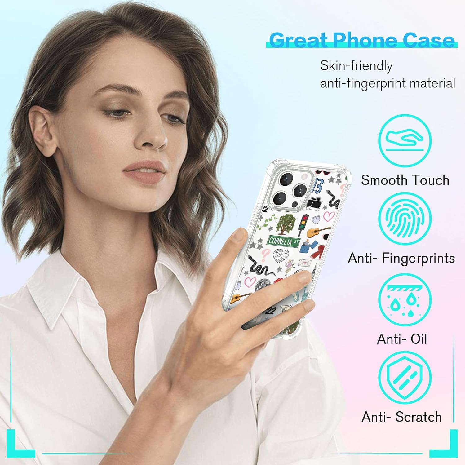 Taylorism Musician Phone Case Compatible with iPhone 16 Pro Max,Cool Queen Aesthetic Collage Phone Case for Women Girls Clear TPU Shockproof Cover Cases image 4