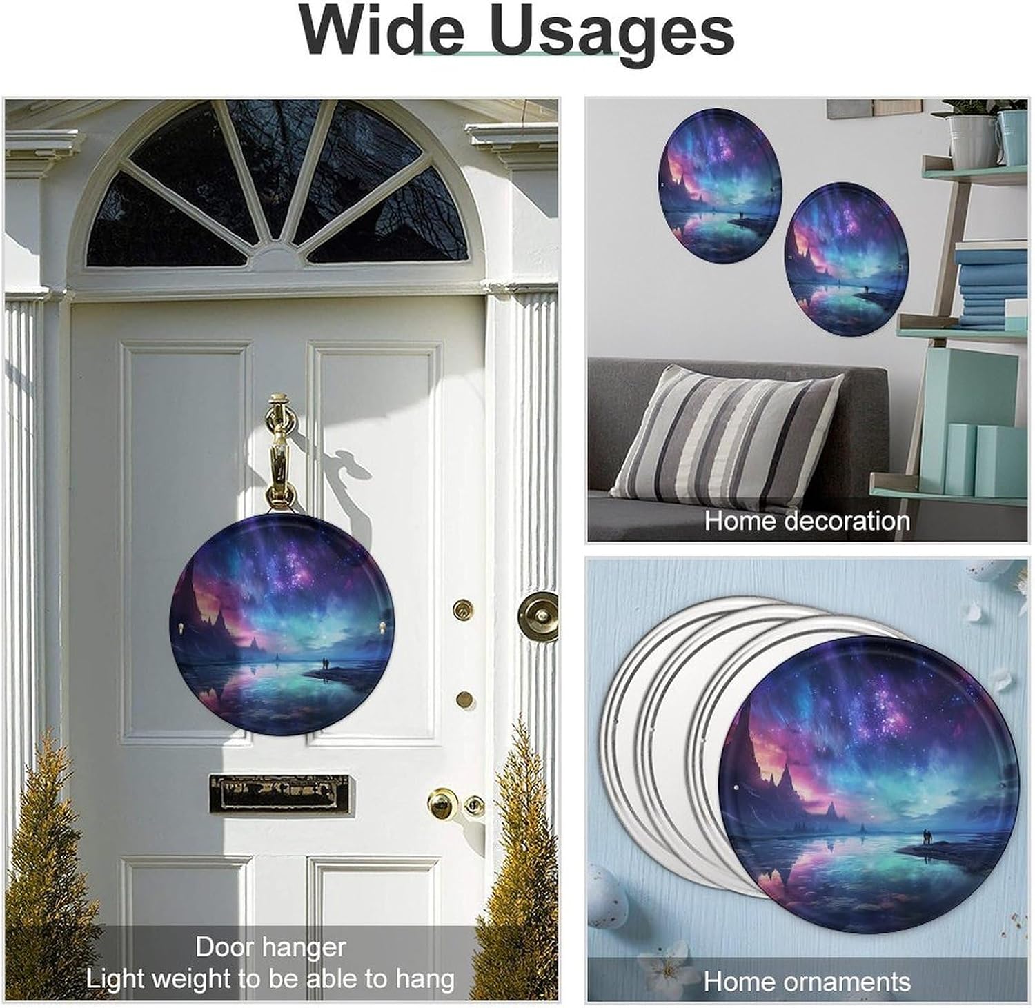 Round Northern Lights Metal Tin Sign for Office Bar Cafe Garage image 3