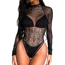 Buitifo Woman Bodysuit One Piece Babydoll Mesh Top Shirts Lingerie