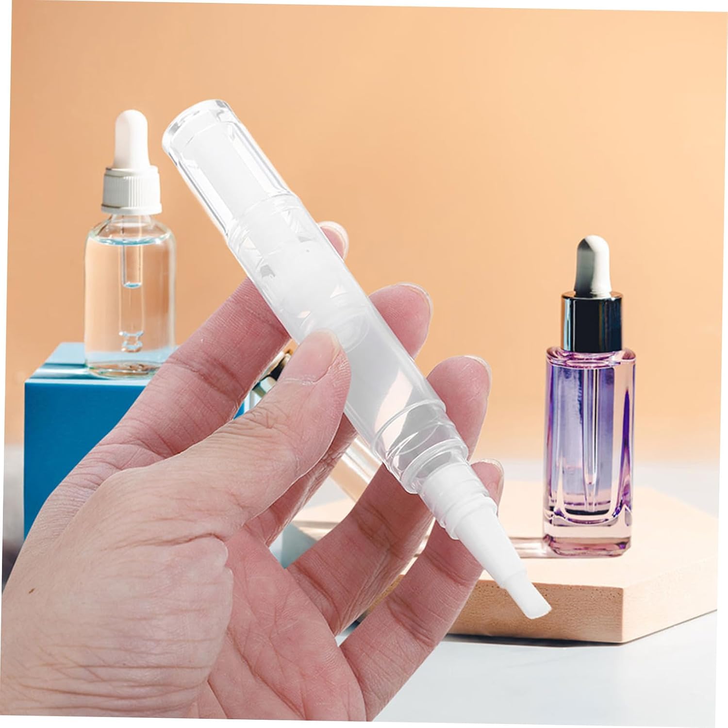 VICASKY Refillable Nail Cuticle Oil Brush Pen Set, 5pcs 5ml Twist Pens with Brush Tip for Nail Care and Makeup Application