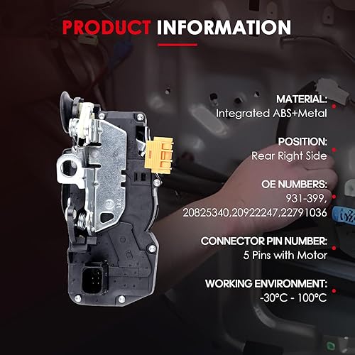 Miniatura 10 de CCIYU Actuador de bloqueo de puerta lateral de accionamiento delantero izquierdo compatible con Cadillac CTS 2008-2014 Actuadores de cerradura de