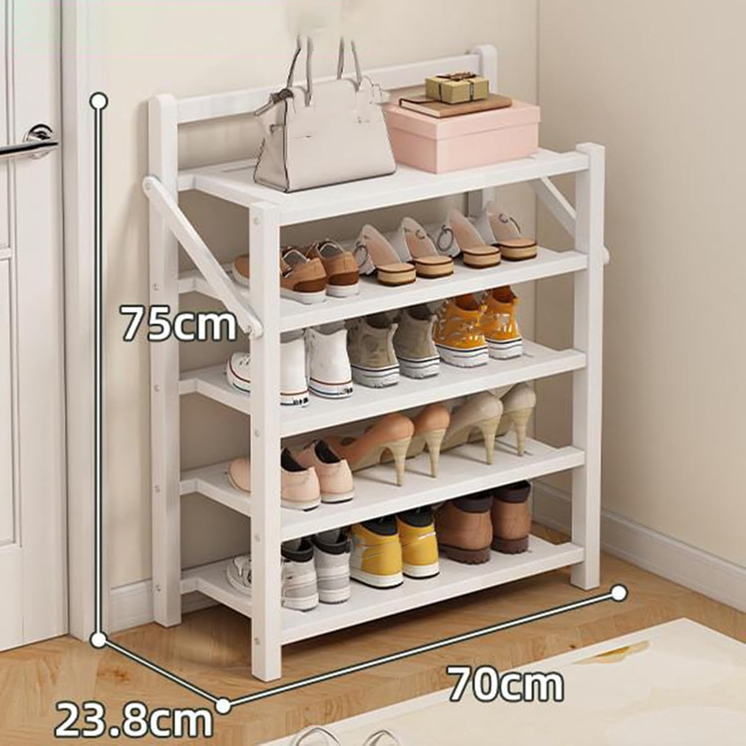 シューズラック スリム 組立不要 靴箱 ホワイト 靴棚 下駄箱 靴 収納