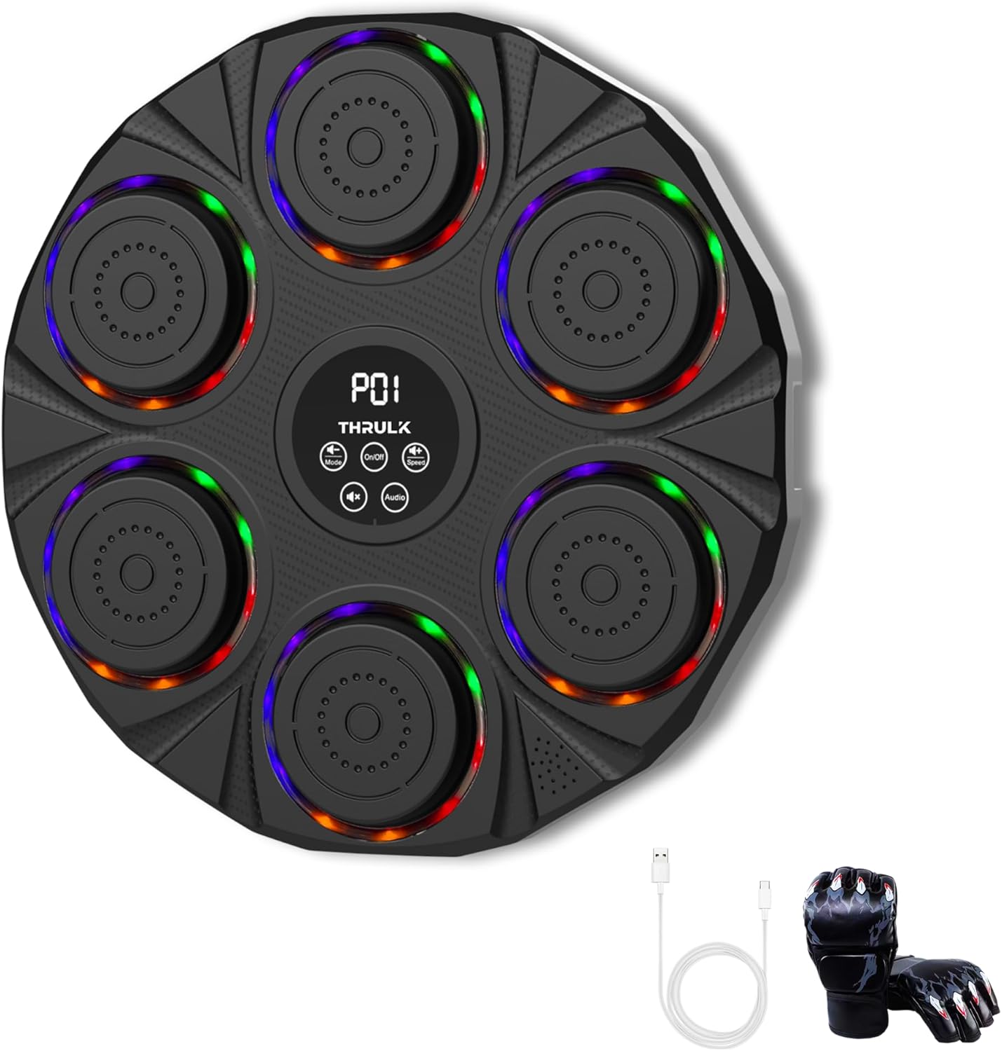 Music Boxing Machine - Punching Machine Wall Mounted - Electronic Target 9 Modes & 9 Speeds - Bluetooth Music Boxing Trainer for Adults and Kids with Boxing Gloves - Boxing Workout Equipment