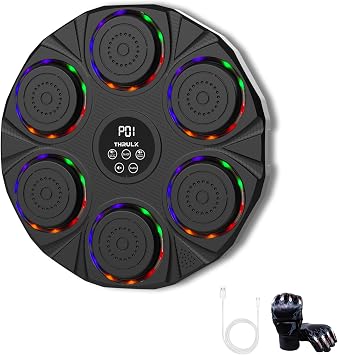 Music Boxing Machine - Punching Machine Wall Mounted - Electronic Target 9 Modes & 9 Speeds - Bluetooth Music Boxing Trainer for Adults and Kids with Boxing Gloves - Boxing Workout Equipment