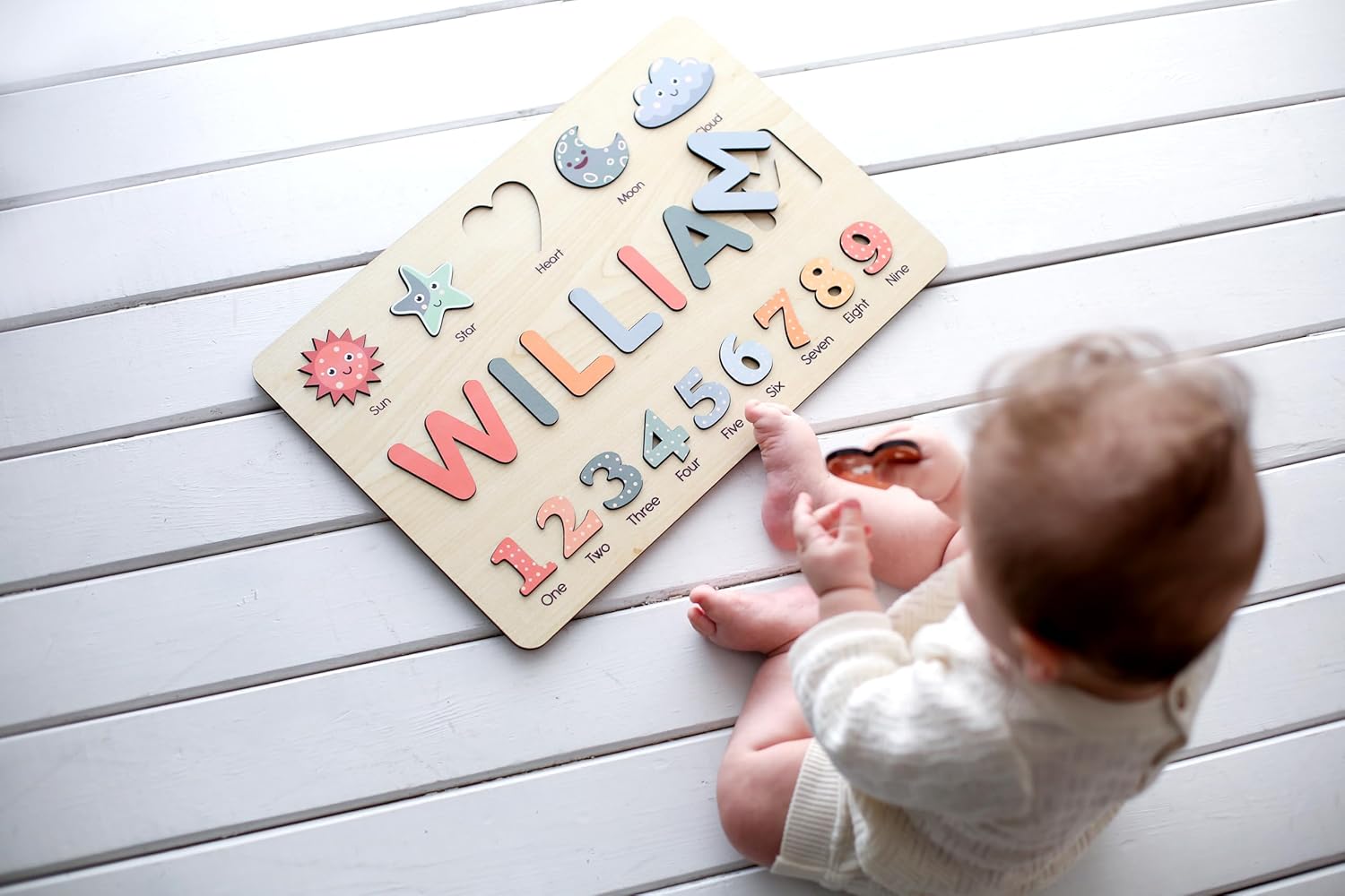 Personalized Wooden Name Puzzle for Toddlers Ages 1-3, Montessori Educational Toys, Custom Baby Gifts for Boys & Girls, Perfect for Birthdays, Christmas, Easter, or Baby Showers