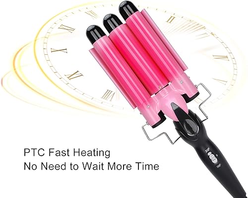 Miniatura 3 de Varita rizadora de pelo, rizador de pelo, rizador de pelo de triple tubo, varita de rizador de cabello de 2 temperaturas, turmalina, herramienta