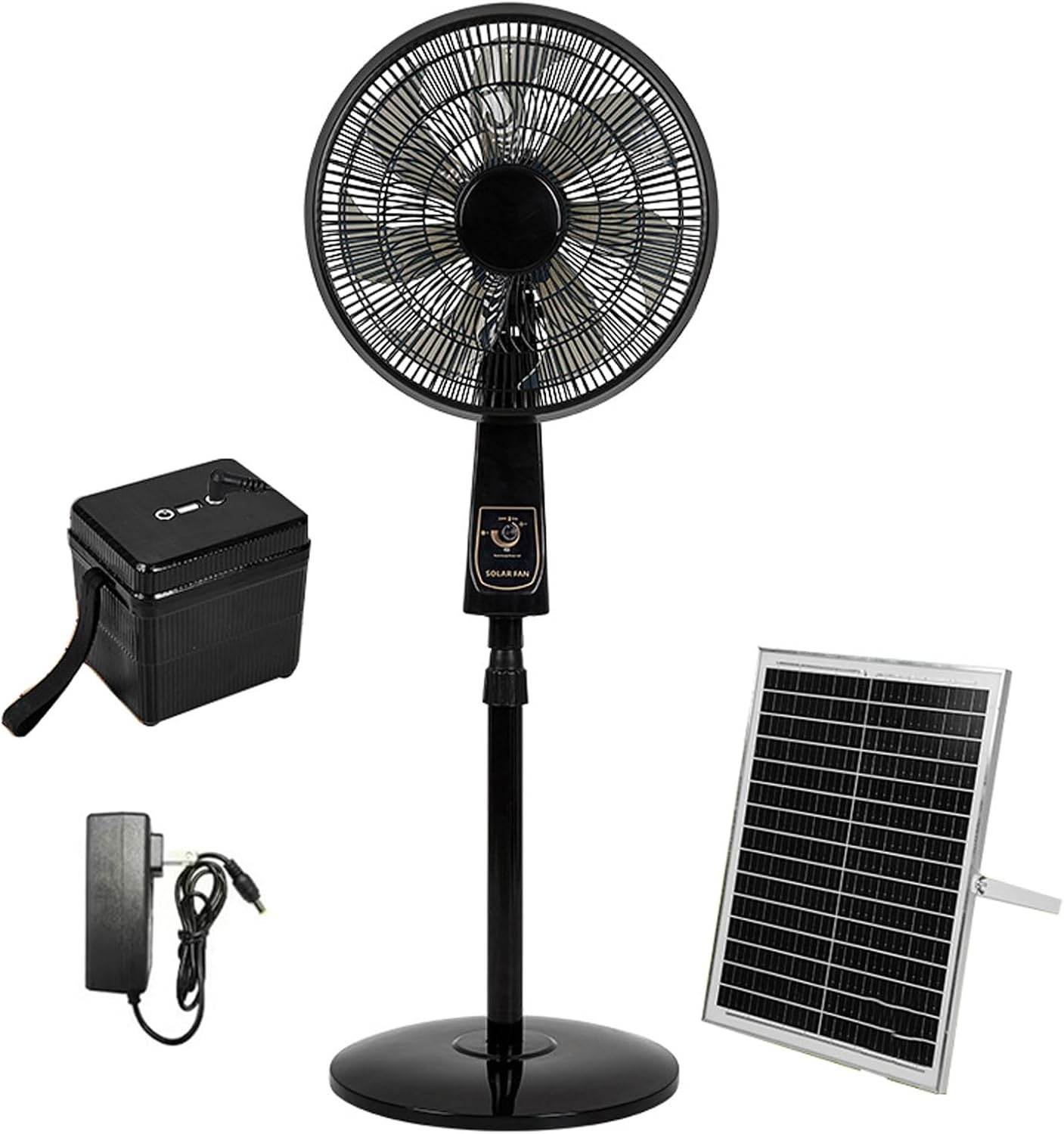 16" Oscillating Standing Pedestal Fan with Remote Portable Solar Floor Fan 7 Blades 3 Speeds, 3 Modes, Timer, Tilt Head for Home, Camping, Warehouse(16.5IN/42cm)