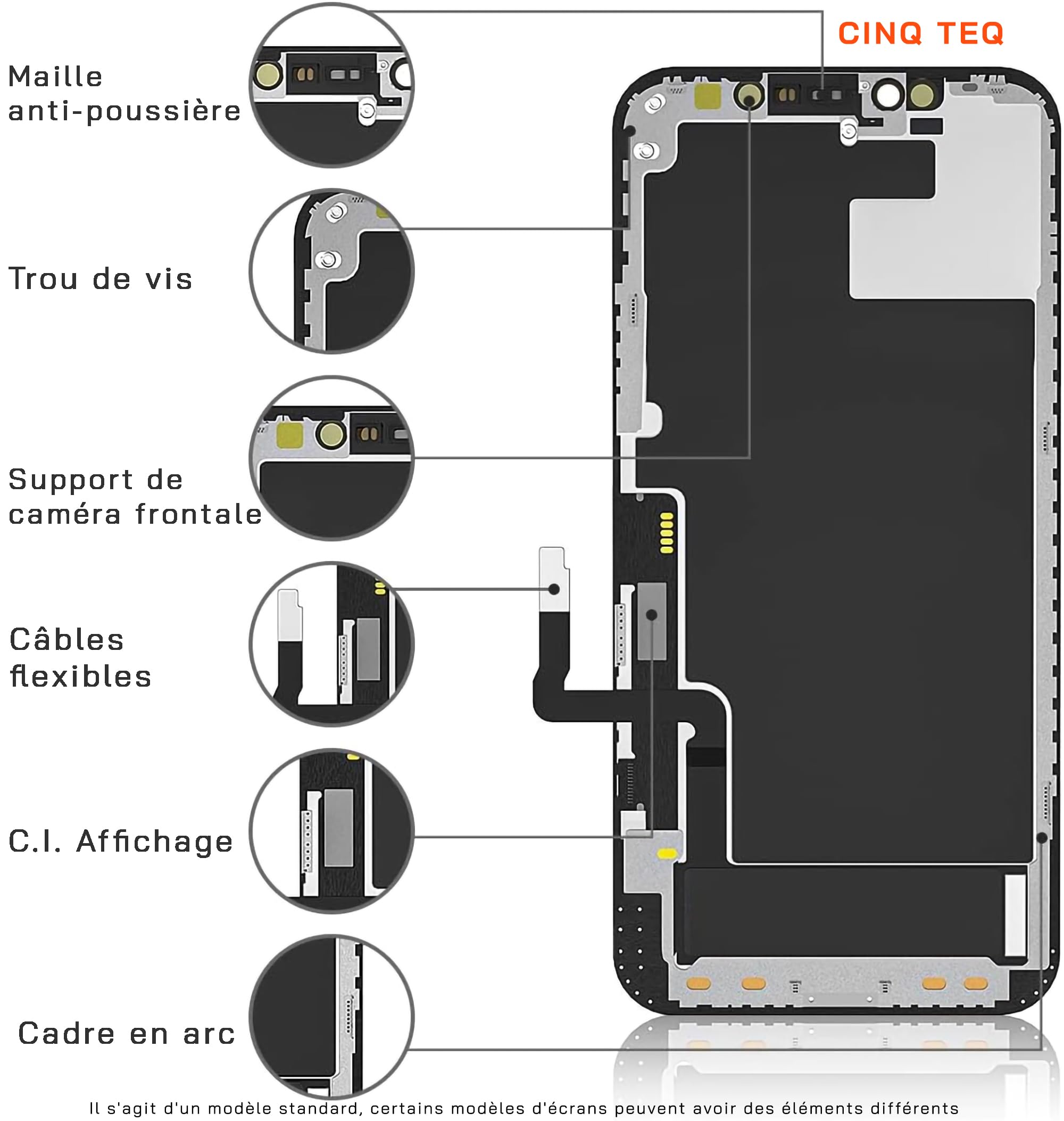 Ecran Remplacement pour iPhone 12 avec Joint d'ecran + Verre Trempe et Outils