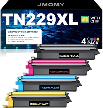 TN229XL Toner Cartridges 4-Pack Compatible for Brother TN-229 TN-229XL Toner Cartridge for MFC-L3780CDW HL-L3280CDW MFC-L3720CDW MFC-L3765CDW HL-L3220CDW HL-L3295CDW HL- L3300CDW with CHIP