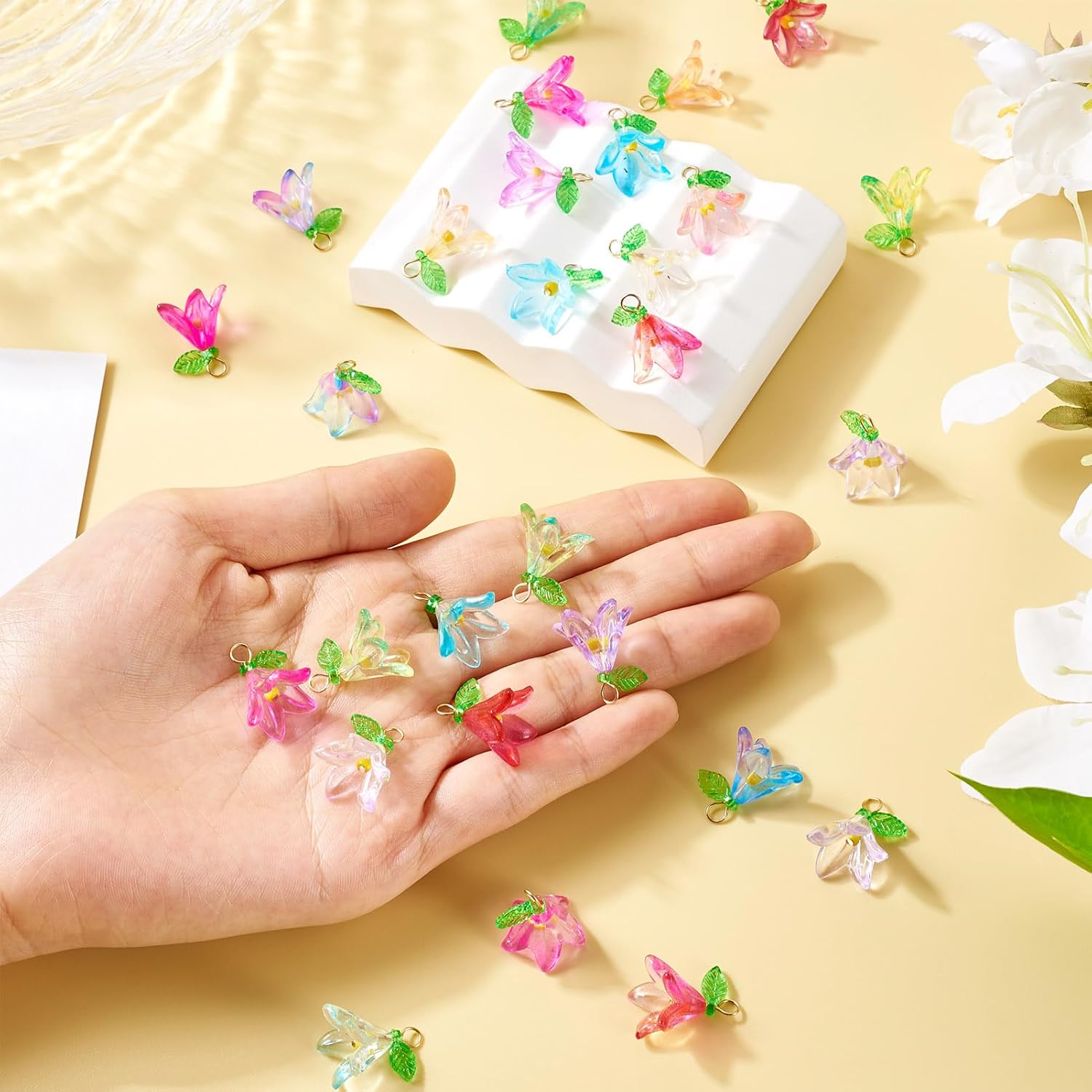 Pandahall Acrylic Flower Charms Floral Leaf Charms Transparent Lily Floral Dangle Charms Crystal Floral Earring Charms for DIY Jewelry Making - Image 6