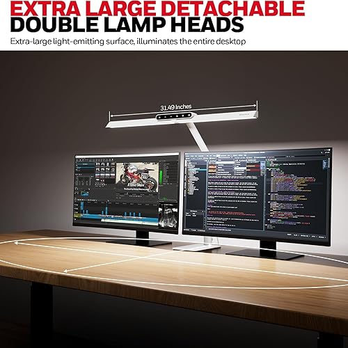 Miniatura 4 de Honeywell HJ1WT Sunturalux Lámpara de escritorio LED con base para oficina en casa, lámpara de escritorio para oficina en casa, luz de escritorio de