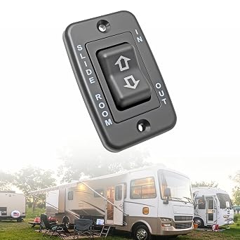 S141 RV Slide in Slide Out Contoured Switch & Bezel,5 Pin 20 Amp Continuous | 40 Amp Peak,Size 2.85*1.77*0.75 in,for Motor Switching/Reversing Applications with Slide Room Label Bezel