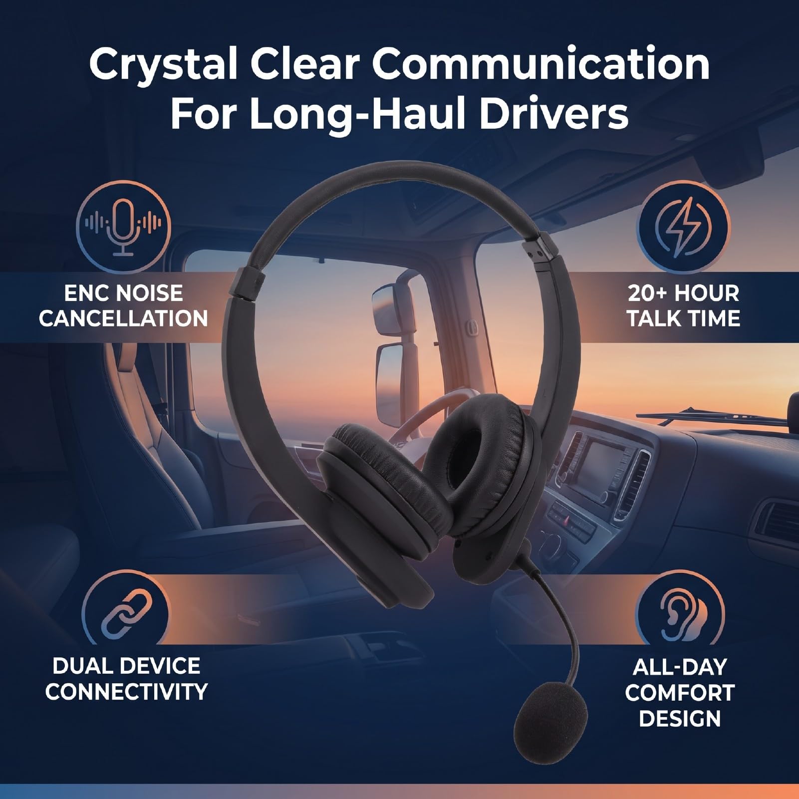 SENECESLI Casque Bluetooth Trucker, Casque sans Fil avec Microphone