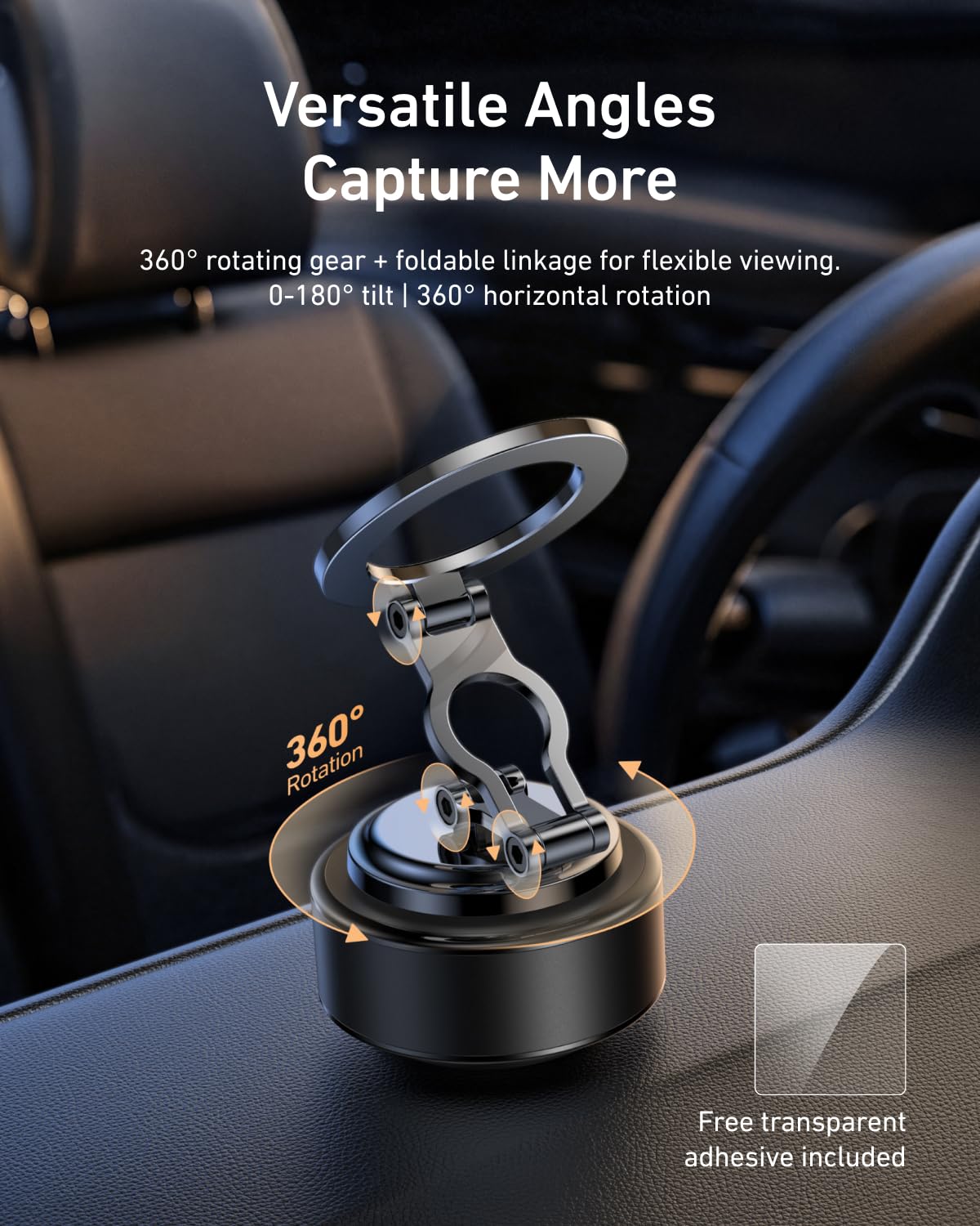 TELESIN Electric Soporte Magnetico Movil Coche, [Flexible 3-Axis] 105N 360° Ajustable Soporte de succión para MagSafe/iPhone/Android, Soporte para teléfono con Ventosa para Cocina, Gimnasio, Espejo