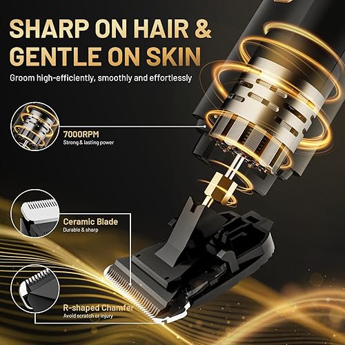 Miniatura 7 de Maquinilla de afeitar eléctrica para hombres, impermeable IPX7, para sienes, ingle, nariz, pelos de oídos, barba, recortadora de vello corporal, kit