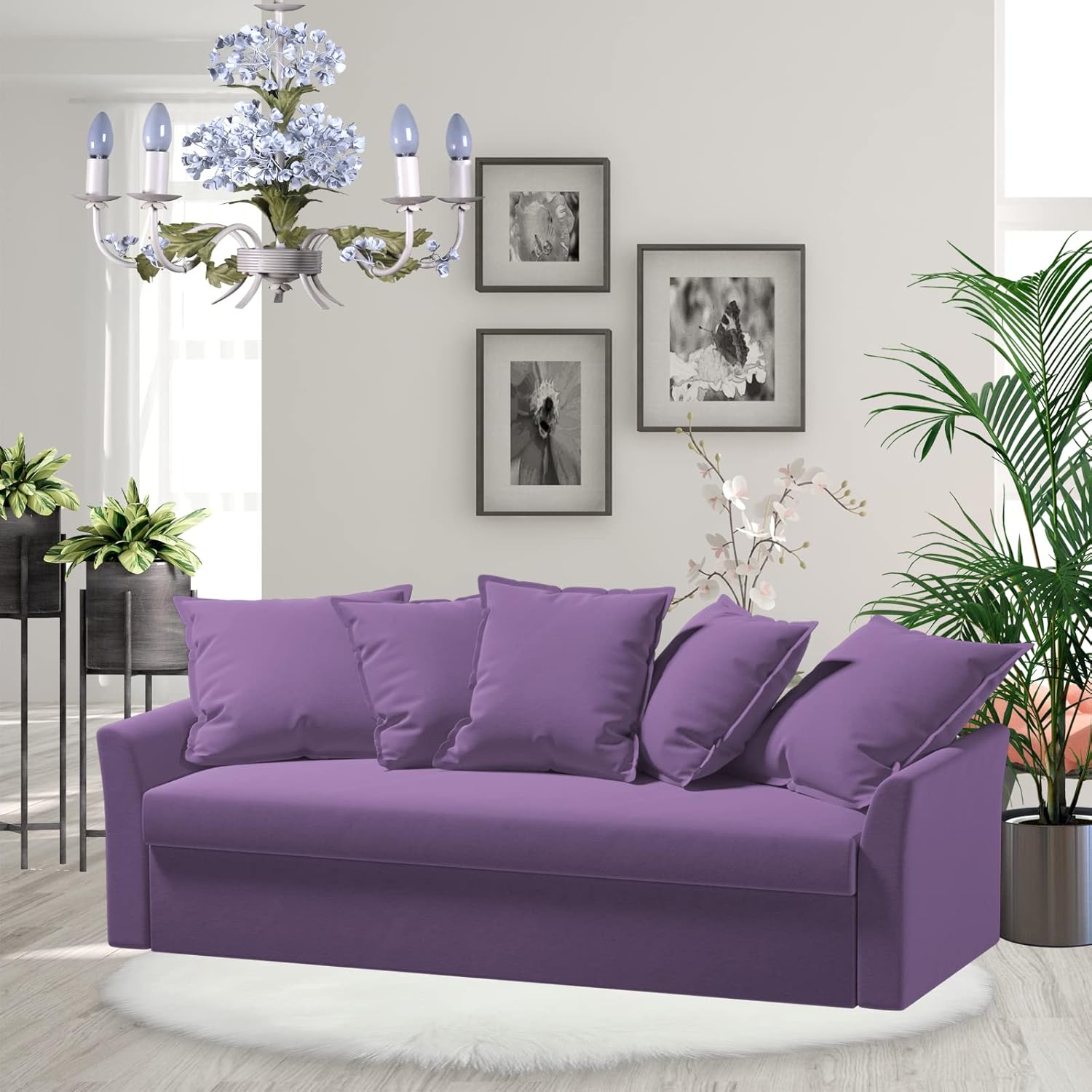 Close-up of lavender velvet fabric showing its texture and sheen.