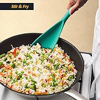 Vista 5 de Cuchara de espátula de silicona, excelente tanto para cocinar como para servir, duradera, libre de BPA, silicona negra mate, diseño sin costuras