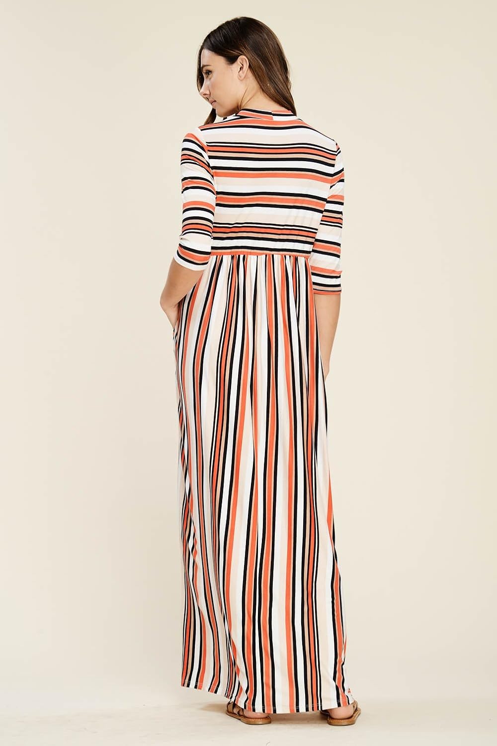 Annabelle Women's 3/4 Sleeve Long Maxi Dresses with Side Pockets