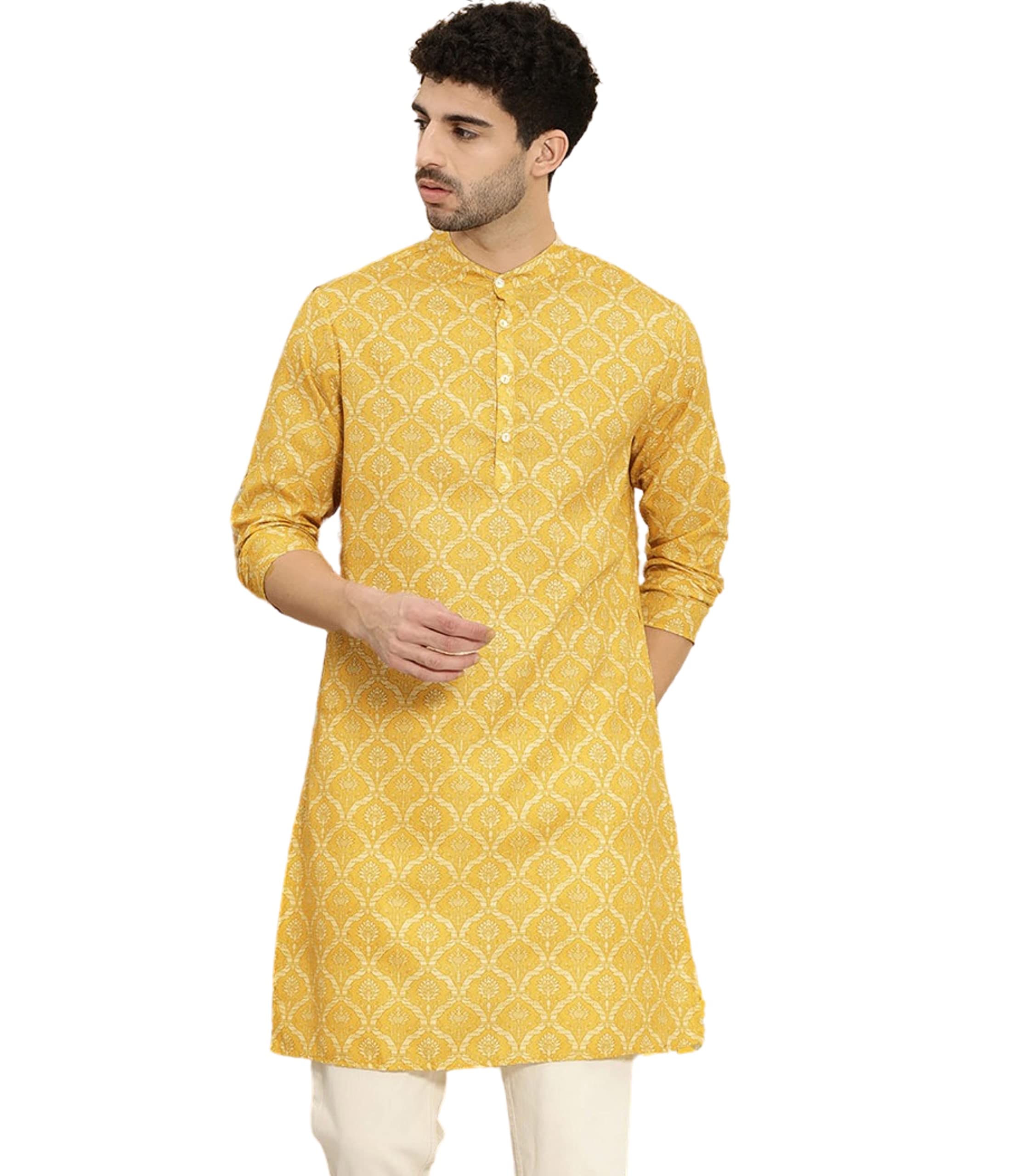 rytras Men's Cotton Printed Straight Kurta