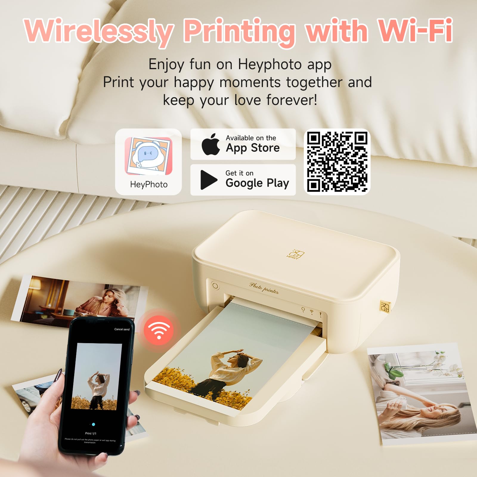 HPRT CP4100 4x6 Instant Photo Printer - Portable Phone Picture Printer + 108 Sheets & 2Ribbon, Mobile, Wi-Fi, Premium Dye Sublimation (300 DPI) for Pro-Quality Home Prints - Creative Editing App