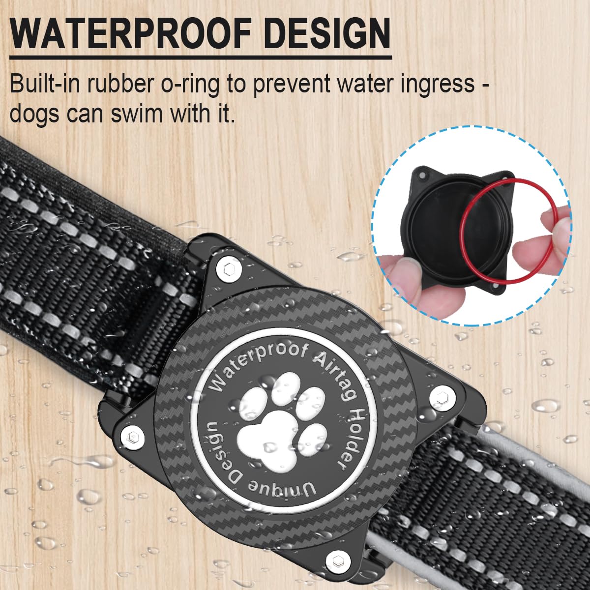 Ytanest Waterproof Airtag Dog Collar, Dog Collar with Apple Air Tag Holder - Image 2