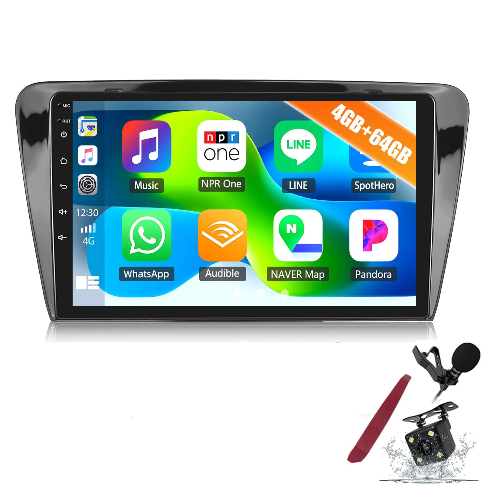 Radio samochodowe 4G 64G do S-Koda Octavia Mk3 2013-2018, Android 15 stereo samochód z samochodem CarPlay, radio z ekranem dotykowym 10", Bluetooth 5.0, GPS, WiFi, 32 EQ, FM/RDS, kamera, K4 PRO