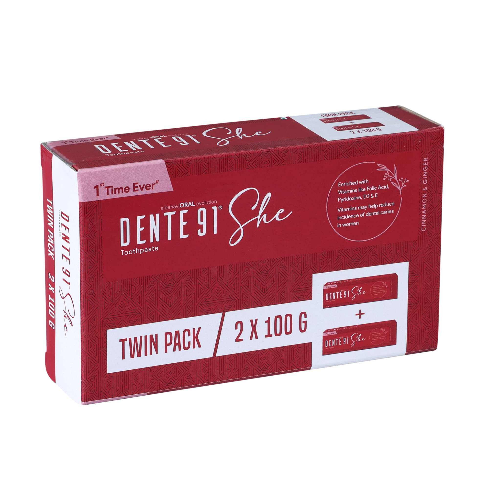 DENTE91 She Bad Breath Treatment Toothpaste Specially Crafted For Women, Contains Folic Acid & Vitamins (B6, E, D3), Cinnamon & Ginger Flavour, Free From Sls, Fluoride & Paraben 100G (Pack Of 2) (B0BNHL94KJ) Amazon Price History, Amazon Price Tracker