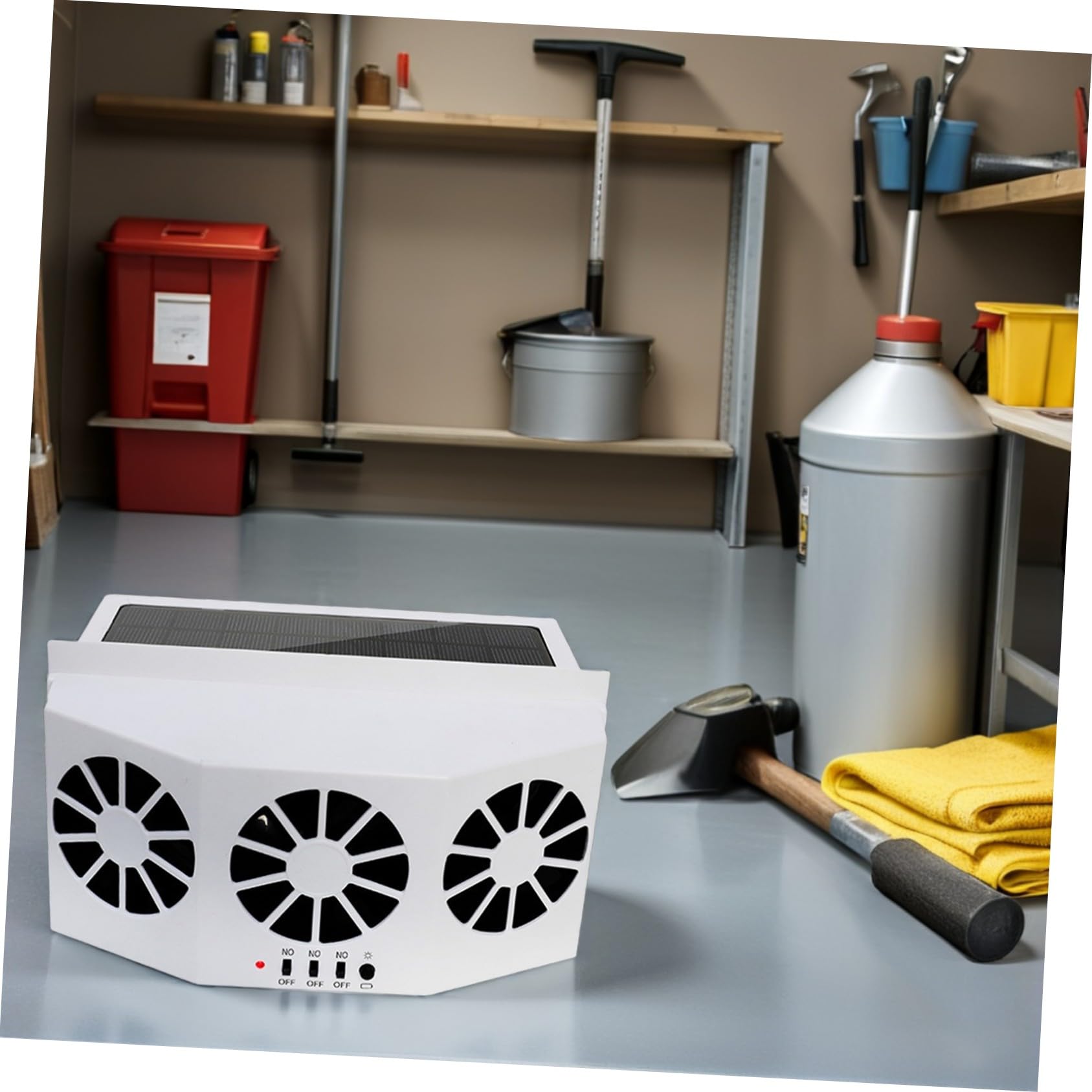 Ventilatore di Raffreddamento per Auto Solare 1200mah Bianco Abs