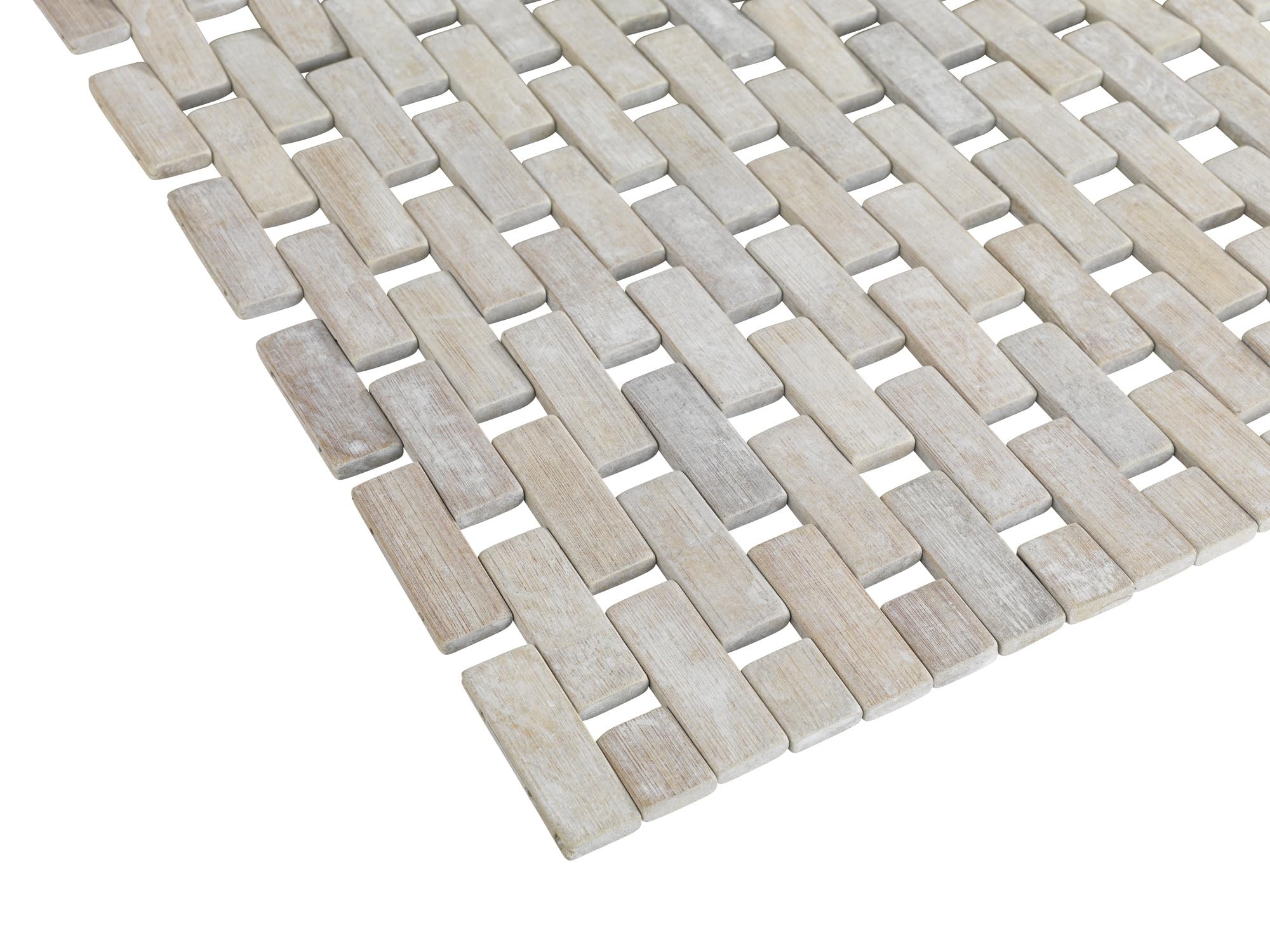 Wenko Alfombra para bañera Bamboo Blanco, 50 x 80 cm - Parte Inferior Antideslizante, Bambú, 50 x 80 cm, Blanco