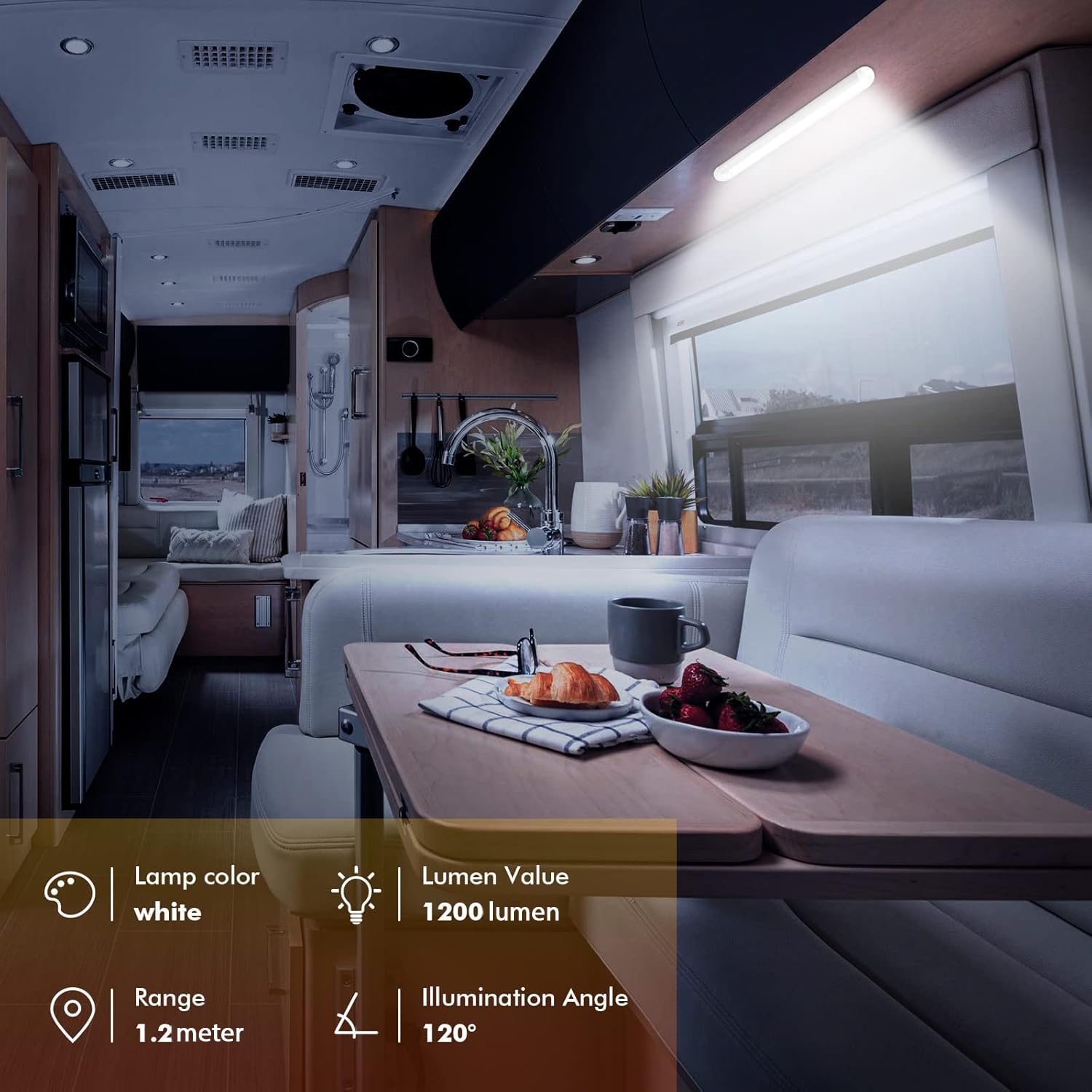 2 Barre LED 30cm 120 LED - Luci Interne Per Auto, Camper, Barca, 12-85V Con Interruttore - Foto 6