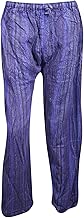 Boho Yoga Pants Purple Soft Cotton Stripes Summer Beach Pajama Pants M
