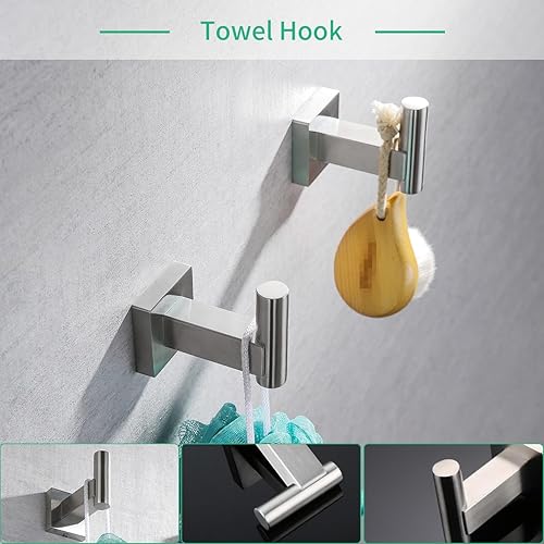 Miniatura 5 de Miyili BS02N5 - Juego de accesorios de baño de 5 piezas para montaje en pared de acero inoxidable cepillado, incluye toallero doble, toallero de