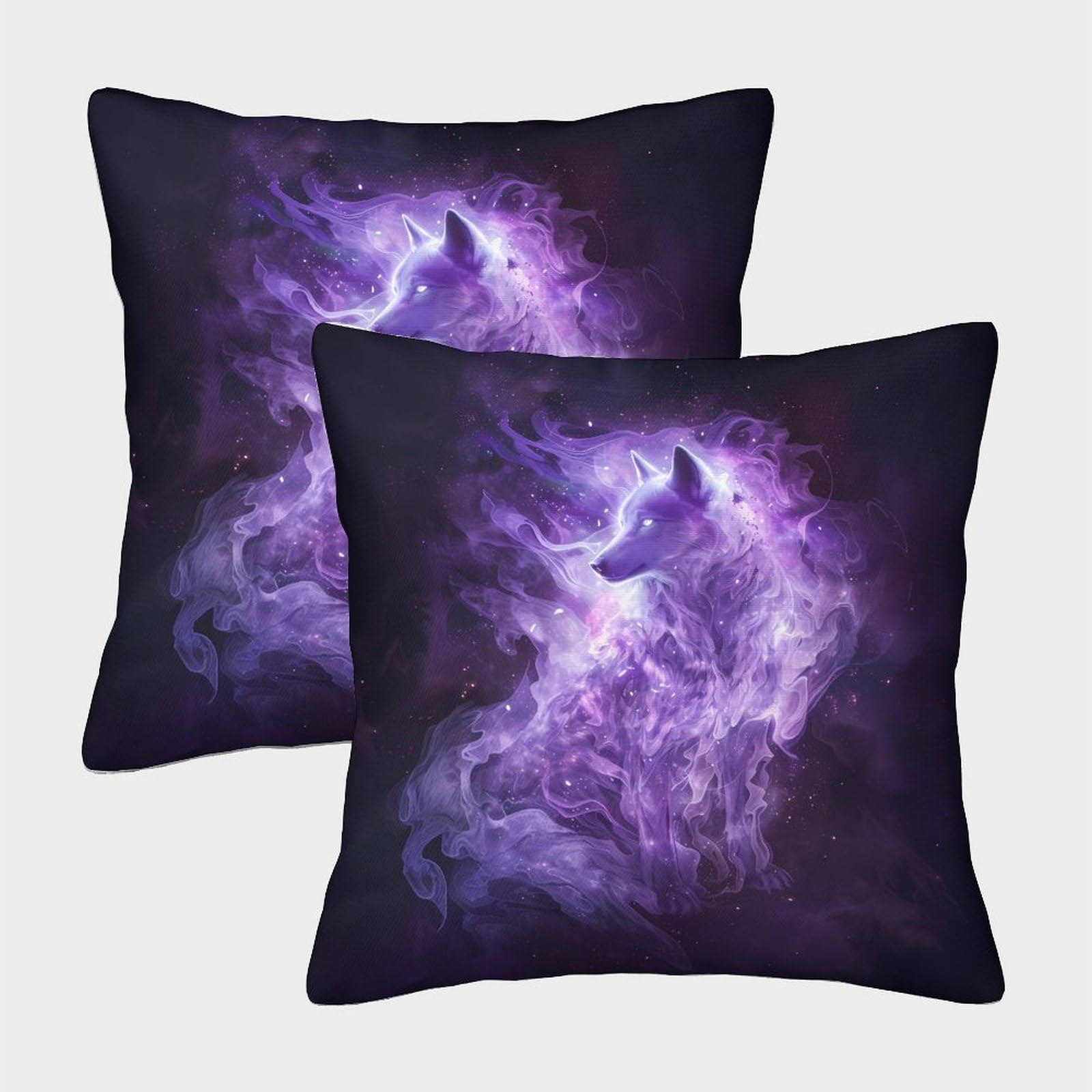 QFVANSIYO Galaxy Wolf 3D Printed Pillowcase Microfiber Bedroom Decor for Adults Teens Wolf Nebula Pillow Cover Home Gift 50x50cm