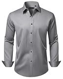 Men&apos;s Dress Shirts Long Sleeve Stretch Wrinkle Free Slim Fit Wedding Formal Button Down Shirt