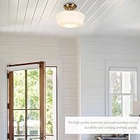 Vista 7 de Lámpara de techo estilo casa escolar semiempotrada con bombilla regulable y control remoto, lámpara de techo moderna dorada de 12" con pantalla