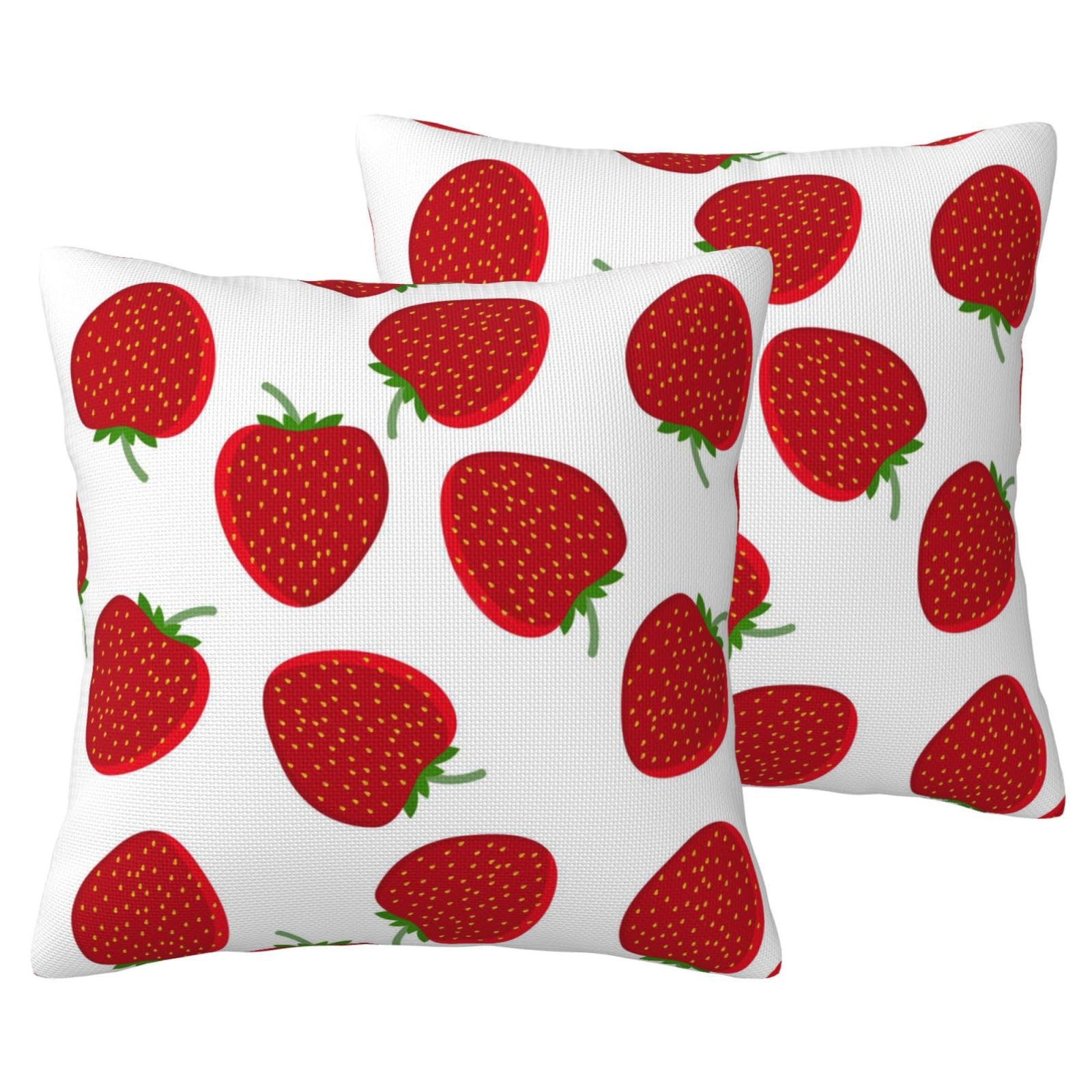 Taies d'oreiller imprimé fraise imitation lin pour protéger les coussins
