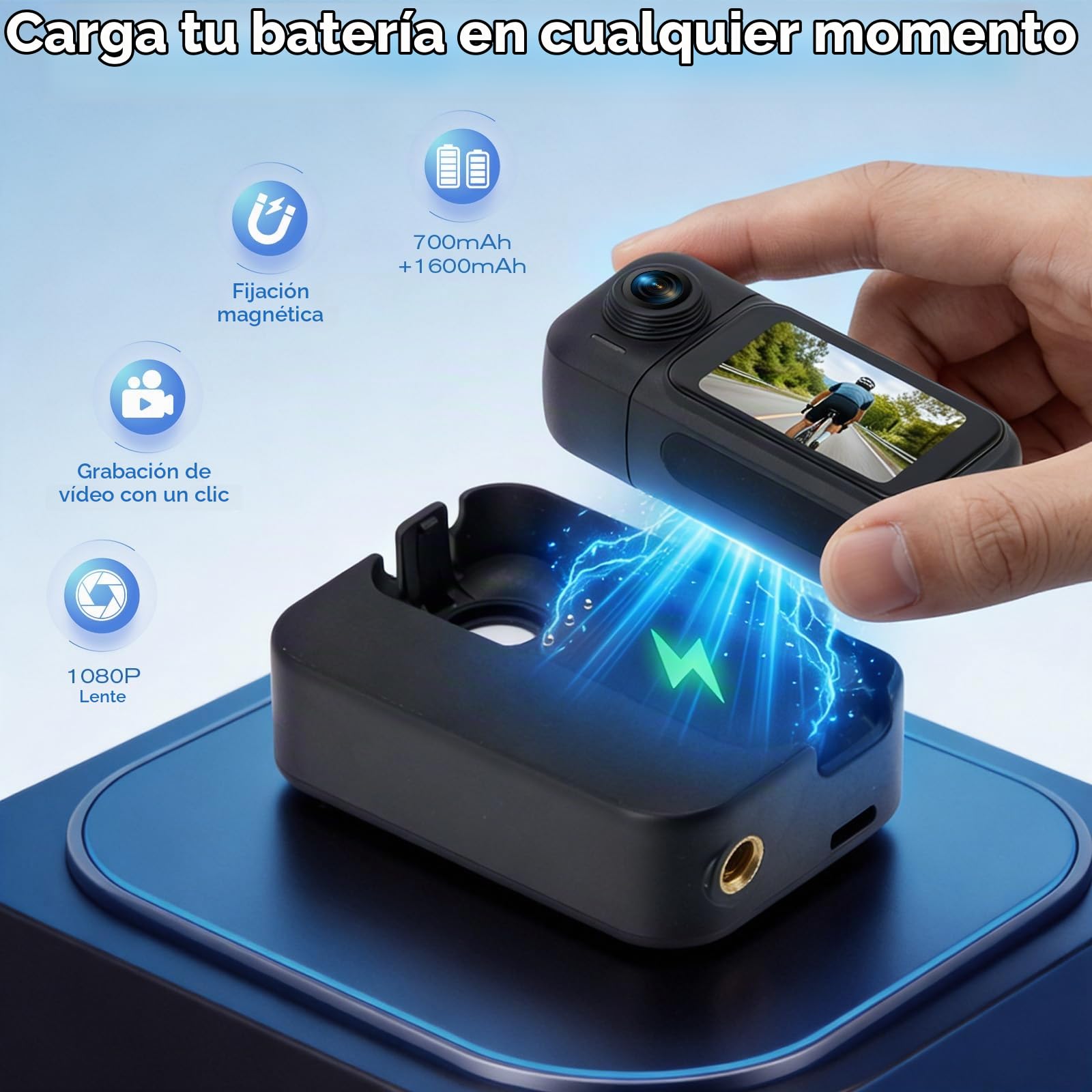 Cámara de acción 360° con pantalla táctil y batería de 8 horas, sumergible hasta 30 m con carcasa, cámara POV gran angular de 120° con más de 10 accesorios para ciclismo, viajes y deportes, incluyendo
