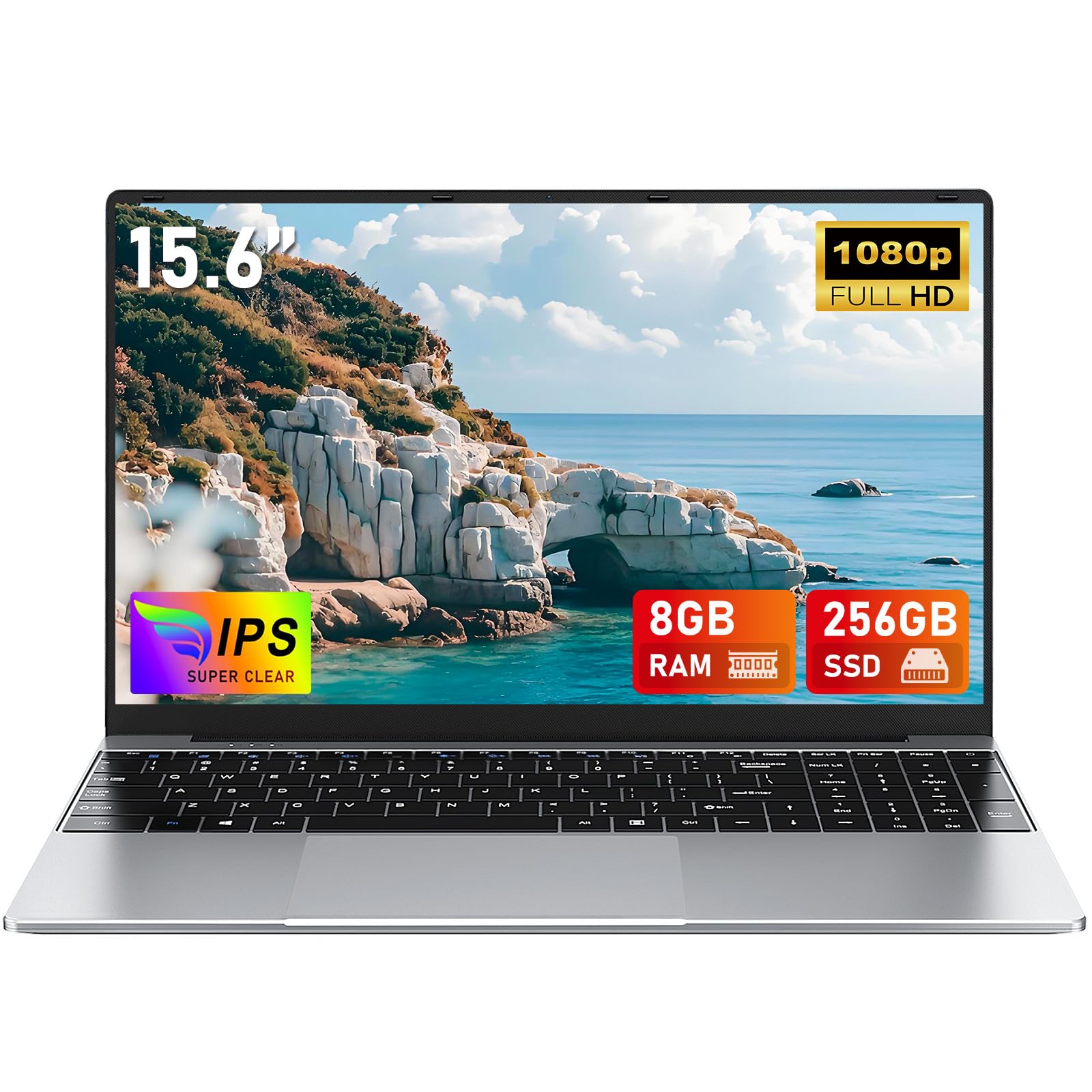 CHIFUYOU 15,6 pollici PC portatile N4000 256GB SSD 8GB RAM DDR4 Computer portatile economico Notebook fino a 2,8 GHz, Full HD 1920 × 1080, Win 11, Wi-Fi 5 e Bluetooth Tastierino numerico