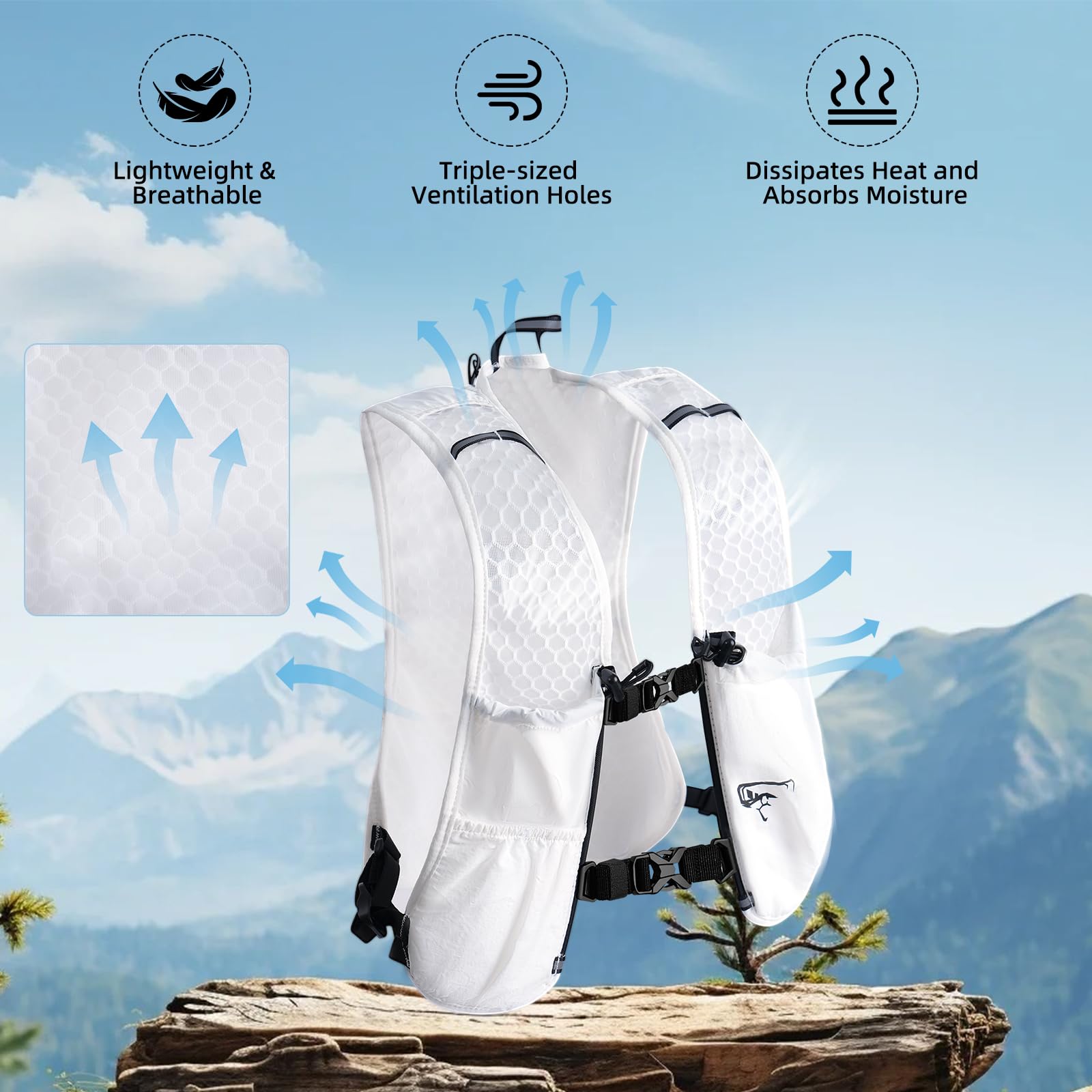 Mochila de hidratación para mujeres y hombres, chaleco ligero para correr con vejiga de agua de 1.5 L, mochila de agua transpirable para senderismo, correr, ciclismo, escalada, color 2